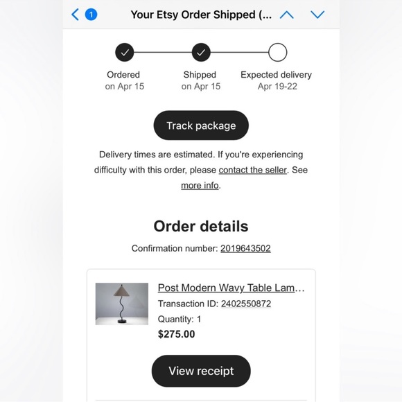 Vintage Wavy Table Lamp - Picture 4 of 5